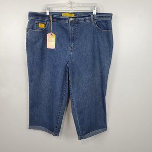 Rustic Denim Medium Wash Cuffed Stretchy Comfort Denim Jean Capri NWT NEW Sz 26